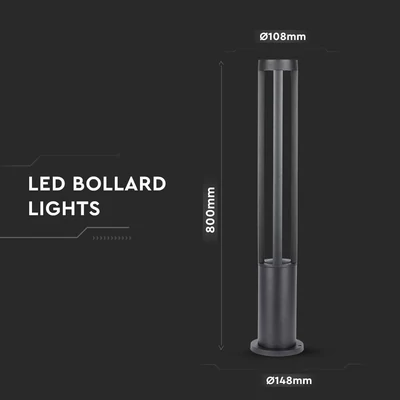 V-TAC 10W kültéri COB LED lámpa oszlop 80 cm, hideg fehér, fekete házzal, 100 Lm/W - SKU 128333