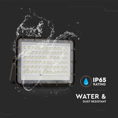 V-TAC 12000mAh napelemes LED reflektor 15W hideg fehér, 1200 Lumen, fekete házzal - SKU 7825