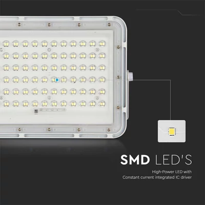 V-TAC 12000mAh napelemes LED reflektor 15W természetes fehér, 1200 Lumen, fehér házzal - SKU 7844