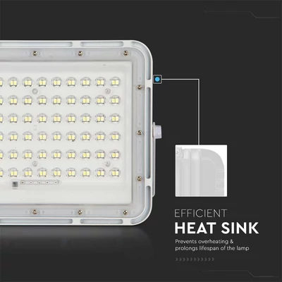 V-TAC 12000mAh napelemes LED reflektor 15W természetes fehér, 1200 Lumen, fehér házzal - SKU 7844