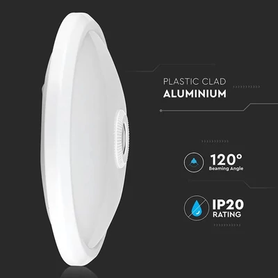 V-TAC 12W mennyezeti LED lámpa, mozgásérzékelővel, hideg fehér - SKU 21809