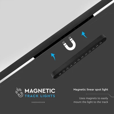 V-TAC 12W spot LED lámpatest Slim 48V mágneses sínhez, hideg fehér - SKU 10238