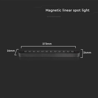 V-TAC 12W spot LED lámpatest Slim 48V mágneses sínhez, meleg fehér - SKU 10237