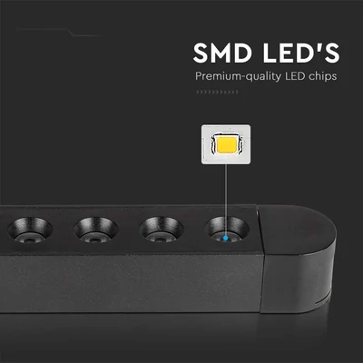 V-TAC 12W spot LED lámpatest Slim 48V mágneses sínhez, meleg fehér - SKU 10237