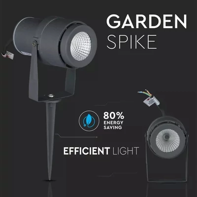 V-TAC 12W, szürke, földbe szúrható talajlámpa, IP65, meleg fehér - SKU 7550