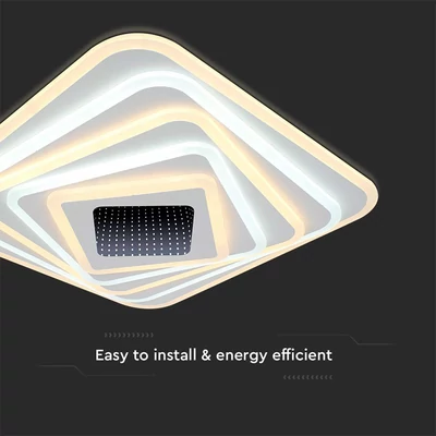 V-TAC 150W Dekoratív szögletes mennyezeti lámpa, fényerőszabályozható, RGB+CCT - SKU 15356
