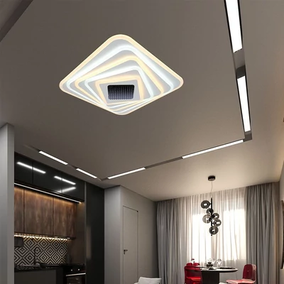 V-TAC 150W Dekoratív szögletes mennyezeti lámpa, fényerőszabályozható, RGB+CCT - SKU 15356
