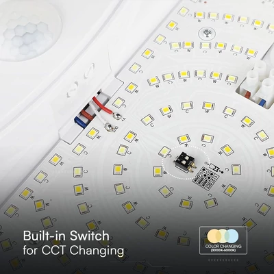 V-TAC 15W fali LED lámpa, mozgásérzékelővel, állítható színhőmérséklettel - SKU 23420
