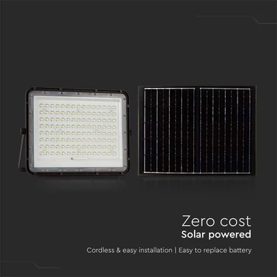 V-TAC 16000mAh napelemes LED reflektor 20W hideg fehér, 1800 Lumen, fekete házzal - SKU 7827