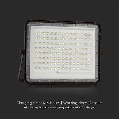 V-TAC 16000mAh napelemes LED reflektor 20W hideg fehér, 1800 Lumen, fekete házzal - SKU 7827