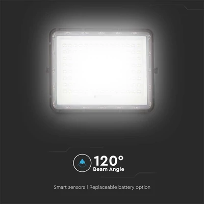 V-TAC 16000mAh napelemes LED reflektor 20W hideg fehér, 1800 Lumen, fekete házzal - SKU 7827