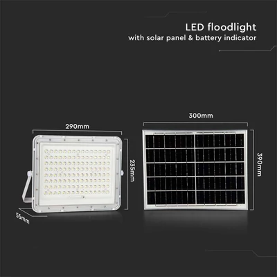 V-TAC 16000mAh napelemes LED reflektor 20W természetes fehér, 1800 Lumen, fehér házzal - SKU 7846