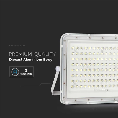 V-TAC 16000mAh napelemes LED reflektor 20W természetes fehér, 1800 Lumen, fehér házzal - SKU 7846