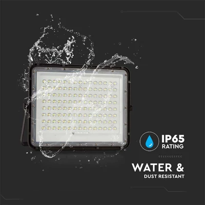 V-TAC 16000mAh napelemes LED reflektor 20W természetes fehér, 1800 Lumen, fekete házzal - SKU 7828
