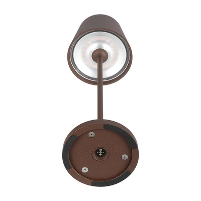V-TAC 1.5W Corten barna, érintéssel vezérelhető akkumulátoros LED lámpa, meleg fehér - SKU 23446