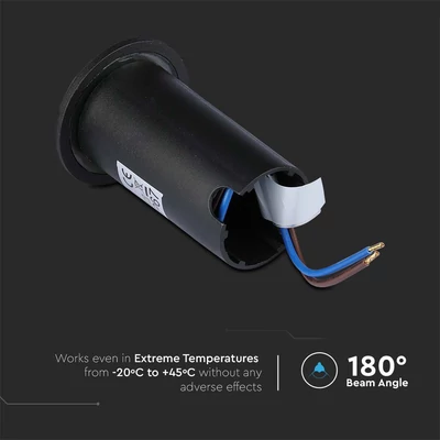 V-TAC 1W DC12V kültéri, 2 irányú talajlámpa, fekete, IP67, természetes fehér - SKU 211468