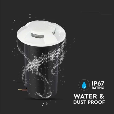 V-TAC 1W DC12V kültéri, 4 irányú talajlámpa, fehér, IP67, meleg fehér - SKU 211471