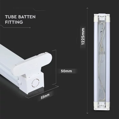 V-TAC 2 x T8 LED fénycső armatúra 120cm - SKU 6055