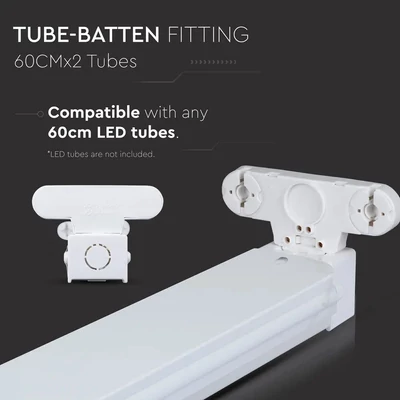 V-TAC 2 x T8 LED fénycső armatúra 60cm - SKU 6053