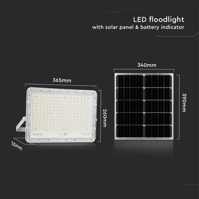 V-TAC 20000mAh napelemes LED reflektor 30W hideg fehér, 2600 Lumen, fehér házzal - SKU 7847