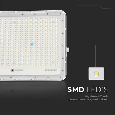 V-TAC 20000mAh napelemes LED reflektor 30W hideg fehér, 2600 Lumen, fehér házzal - SKU 7847