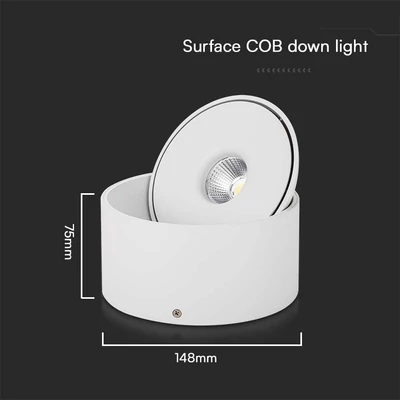 V-TAC 20W mennyezeti COB LED mélysugárzó, állítható szöggel, fehér házzal, CCT - SKU 23155
