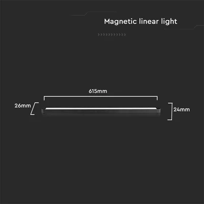 V-TAC 22W lineáris LED lámpatest Slim 48V mágneses sínhez, meleg fehér - SKU 10249