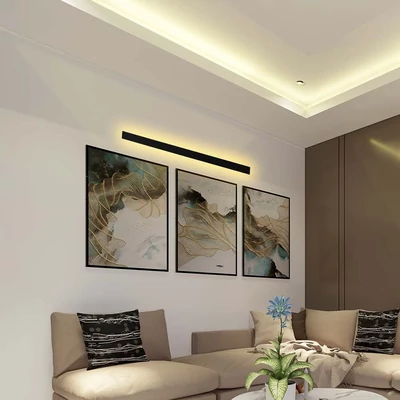 V-TAC 23W lineáris fali LED lámpa, 141cm, antracit, meleg fehér - SKU 10438