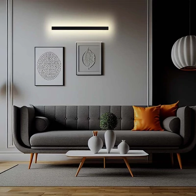V-TAC 23W lineáris fali LED lámpa, 141cm, antracit, természetes fehér - SKU 10439