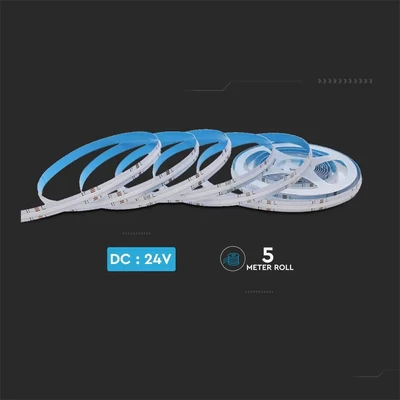 V-TAC 24V RGB COB LED szalag IP20, 672 db/m, színváltós - SKU 2880