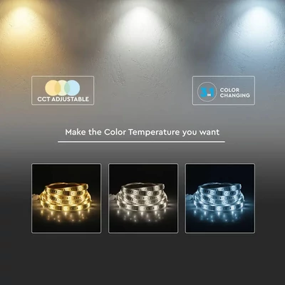V-TAC 24V változtatható színhőmérsékletű IP20 LED szalag, SMD 2835, 120 LED/m - SKU 2897
