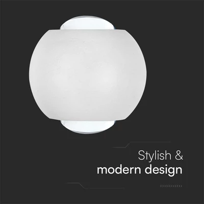 V-TAC 2W kültéri fali COB LED lámpa, 2 irányú gömb, fehér házzal, természetes fehér - SKU 10587