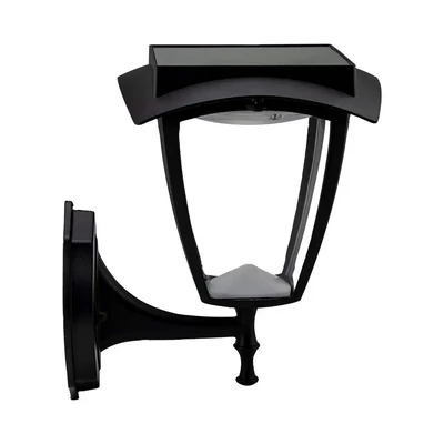 V-TAC 2W napelemes LED fali lámpa, IP65, meleg - hideg fehér fénnyel, matt fekete házzal - SKU 2892