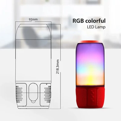 V-TAC 2x3W piros Bluetooth hangszóró LED világítással - SKU 8571