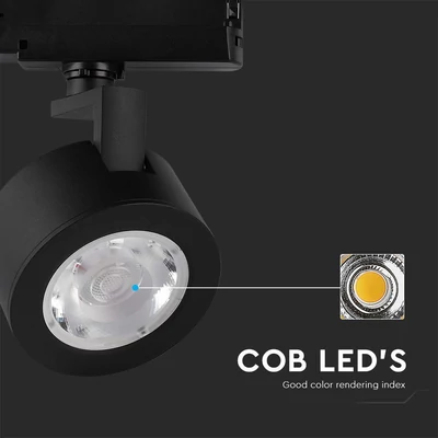 V-TAC 30W 3in1 fekete tracklight lámpa, állítható színhőmérséklettel - SKU 10371