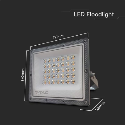 V-TAC 30W LED reflektor, állítható színhőmérséklettel, szürke házzal - SKU 23613