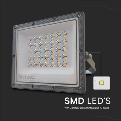 V-TAC 30W LED reflektor, állítható színhőmérséklettel, szürke házzal - SKU 23613