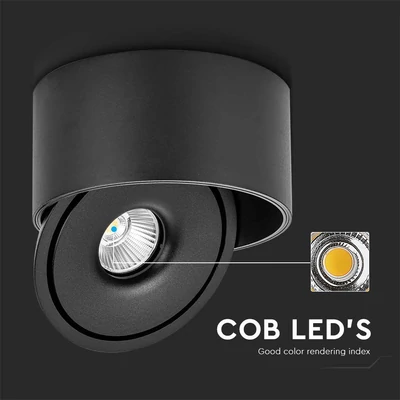 V-TAC 30W mennyezeti COB LED mélysugárzó, állítható szöggel, fekete házzal, CCT - SKU 23158