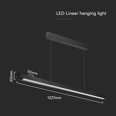 V-TAC 36W fekete lineáris tejüveges lámpa, állítható CCT, SAMSUNG SMD-vel - SKU 23345