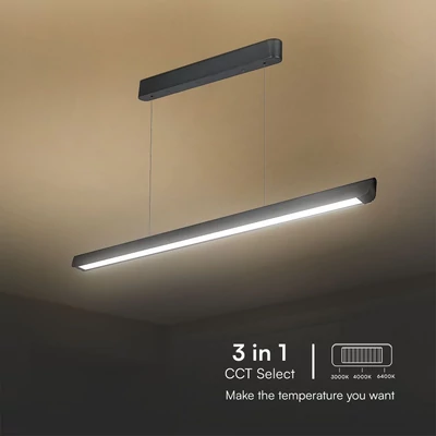 V-TAC 36W fekete lineáris tejüveges lámpa, állítható CCT, SAMSUNG SMD-vel - SKU 23345