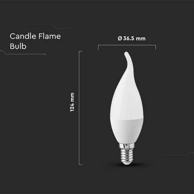 V-TAC 3.7W E14 meleg fehér C37 LED gyertyaláng égő - SKU 214164
