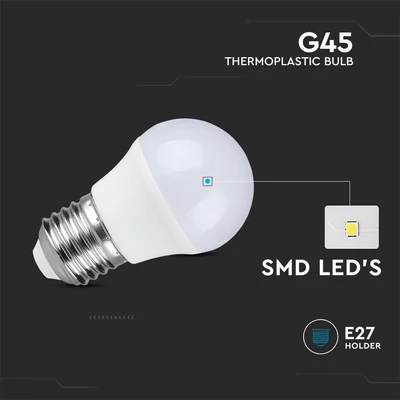 V-TAC 3.7W E27 G45 hideg fehér LED égő - SKU 8047