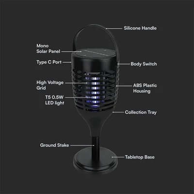 V-TAC 3in1 kültéri napelemes rovarcsapda - SKU 23459