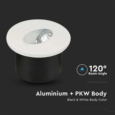 V-TAC 3W beltéri LED lépcsővilágítás, kerek, természetes fehér - SKU 211208