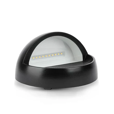 V-TAC 3W fekete LED lépcsővilágítás, kerek, IP65, meleg fehér - SKU 1404