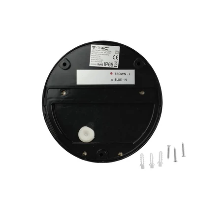 V-TAC 3W fekete LED lépcsővilágítás, kerek, IP65, meleg fehér - SKU 1404