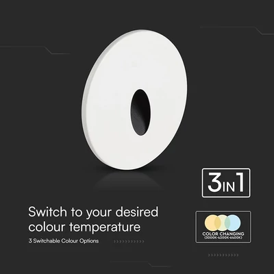V-TAC 3W süllyeszthető kültéri LED lépcsővilágítás, állítható színhőmérséklettel - SKU 24010