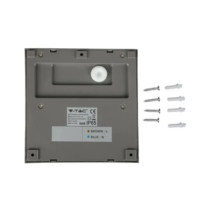 V-TAC 3W szürke LED lépcsővilágítás, szögletes, IP65, természetes fehér - SKU 1401
