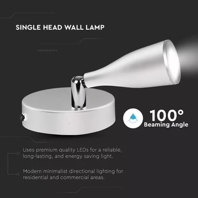 V-TAC 4.5W beltéri fehér fali LED lámpa meleg fehér - SKU 8262
