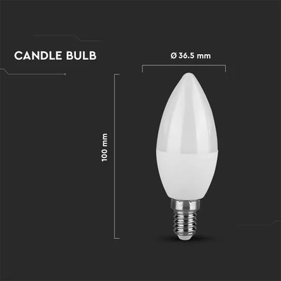 V-TAC 4.5W E14 természetes fehér C37 LED gyertya égő - SKU 2142581